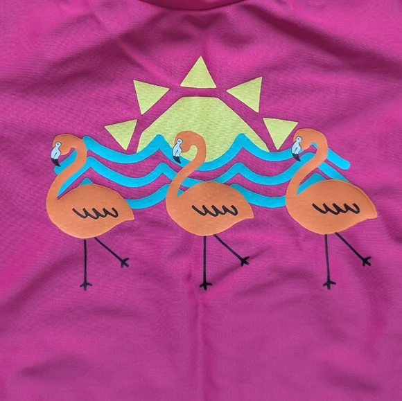 Hanna Andersson Rash Guard Short Sleeve Pink Flamingo - Size 4T - Picture 3 of 5